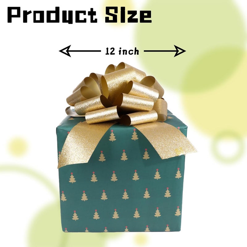 HCHENBOW 12" Large Gold Gift Bow,2pcs Big Bows for Gift Wrapping, Christmas Party Birthday Gift Wedding Ribbon Bows for Bikes, Boxes or Flower Decorations, Valentine's Day Gift Decorations (Gold) - Image 5